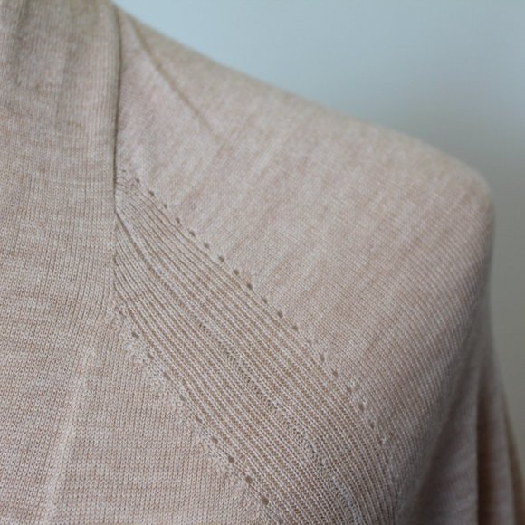 (NWT) Talbots Tan Open Front Cardigan Duster Longline Merino Wool, PS - Picture 4 of 11